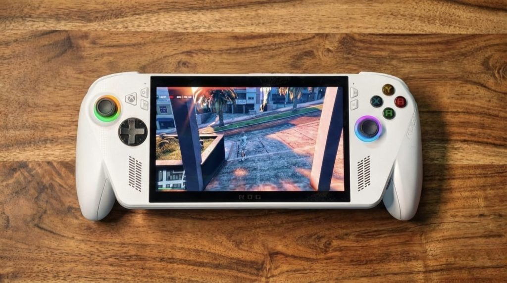 ROG Xbox Ally kept on a wooden table