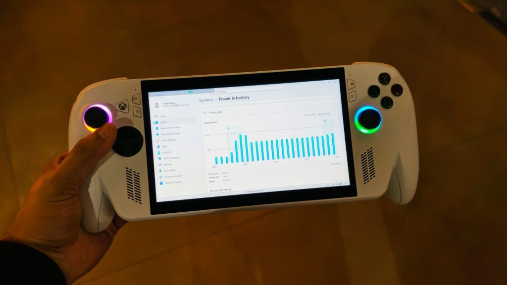 Battery life stats of the ROG Ally