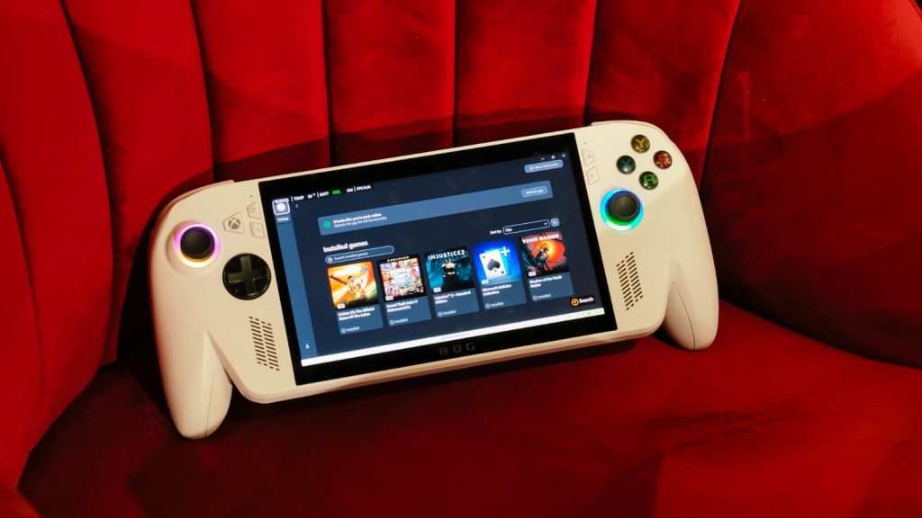 Console on a red chair