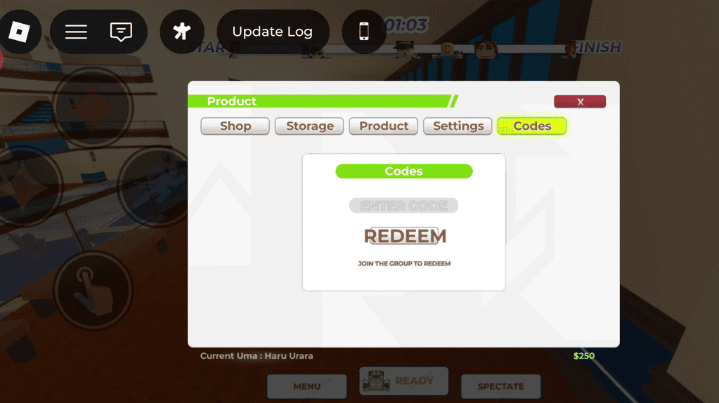 image for steps to redeem Uma Racing Codes