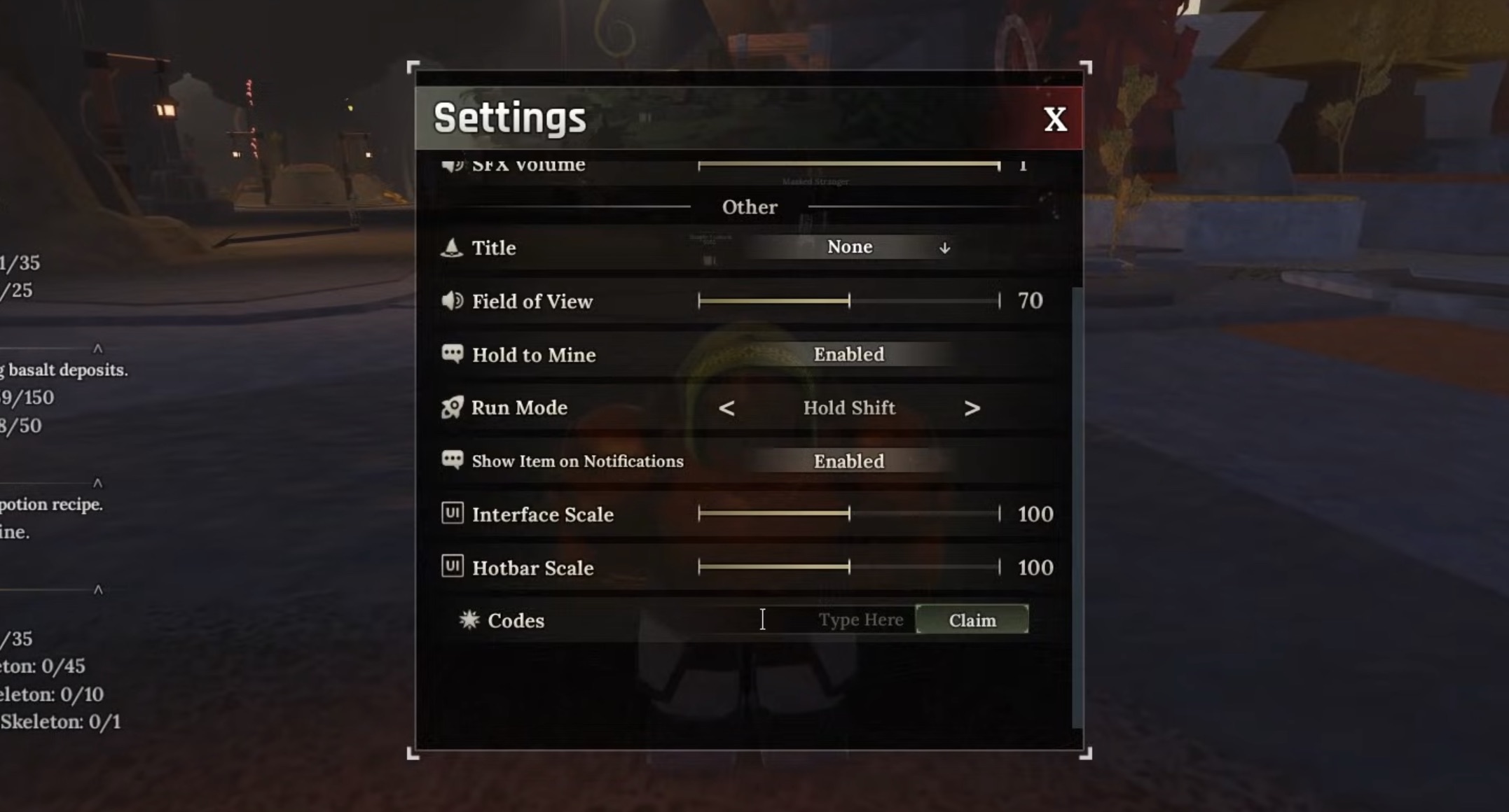 Section to type The Forge codes