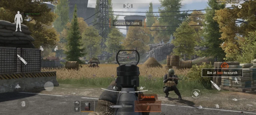 A game character shooting weapon in Arena breakout