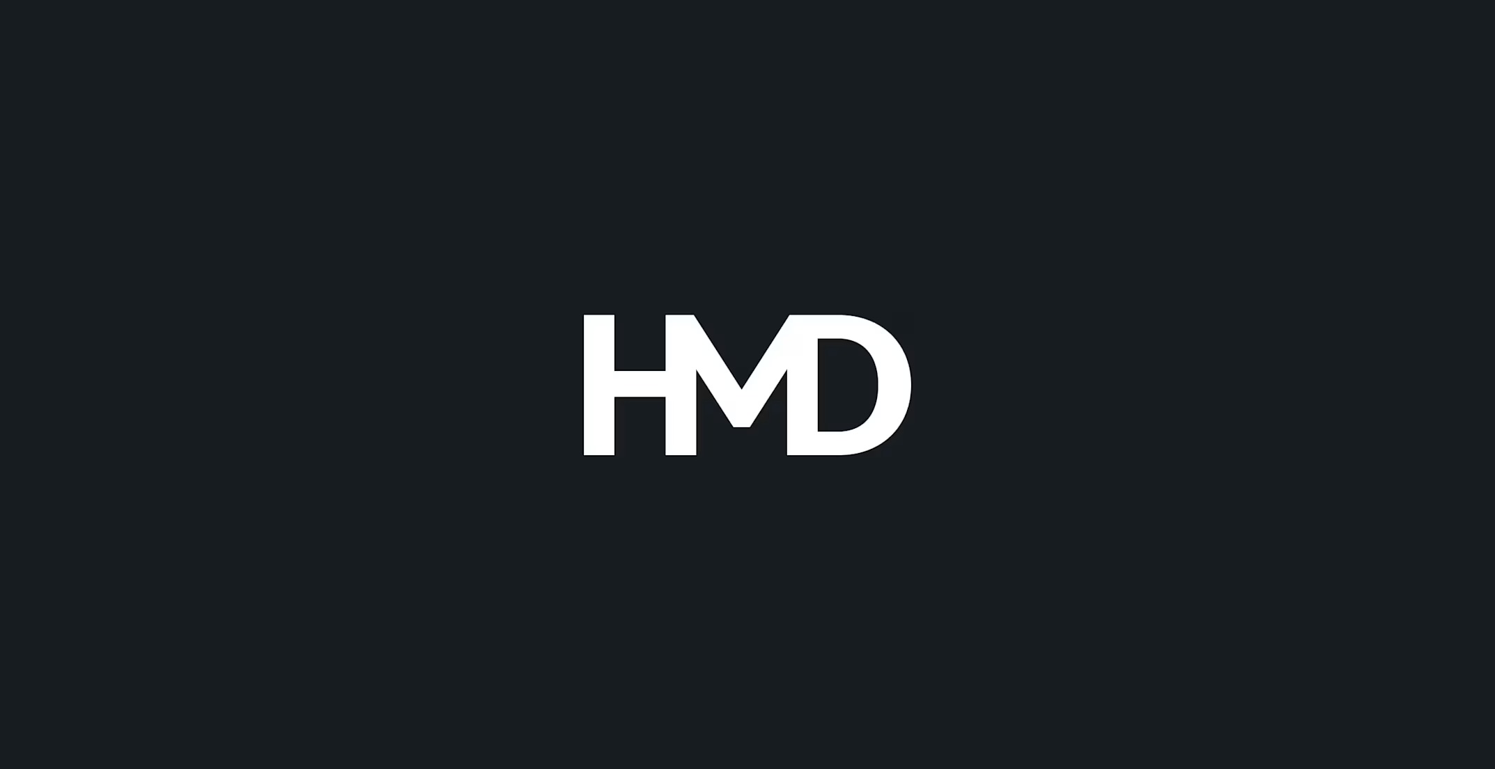 HMD logo against a dark blue background
