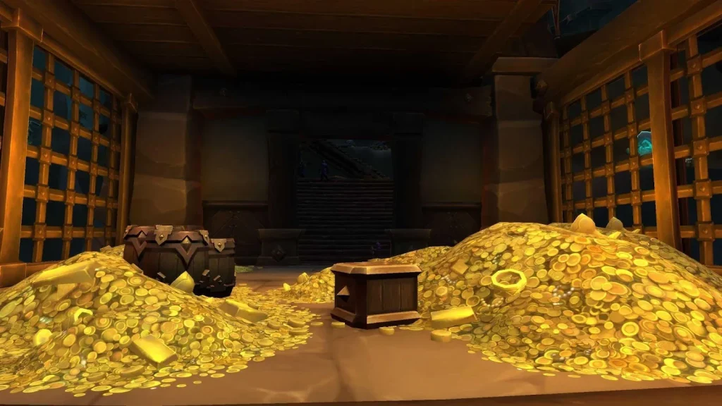 A dungeon filled with gold coins in wow