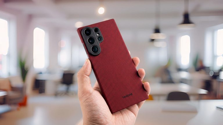 A person holding the S26 Ultra with a case